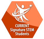 Current Signature STEM Students Icon Orange hexagon